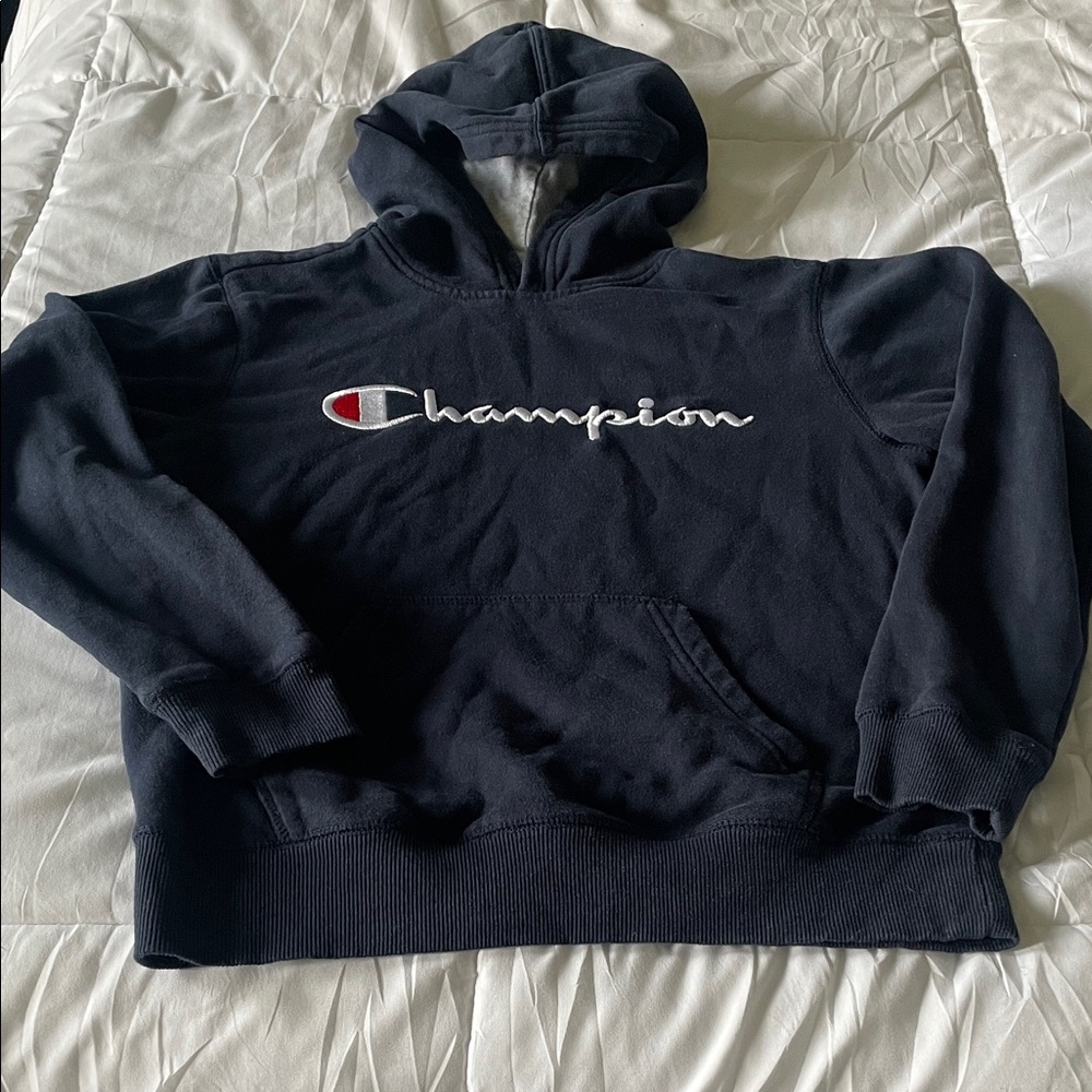 Champion Navy Blue Hoodie with Logo